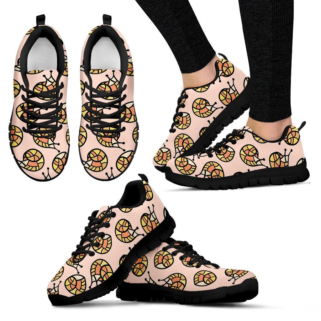 Snail Print Pattern Black Sneaker Shoes For Men Women-grizzshop