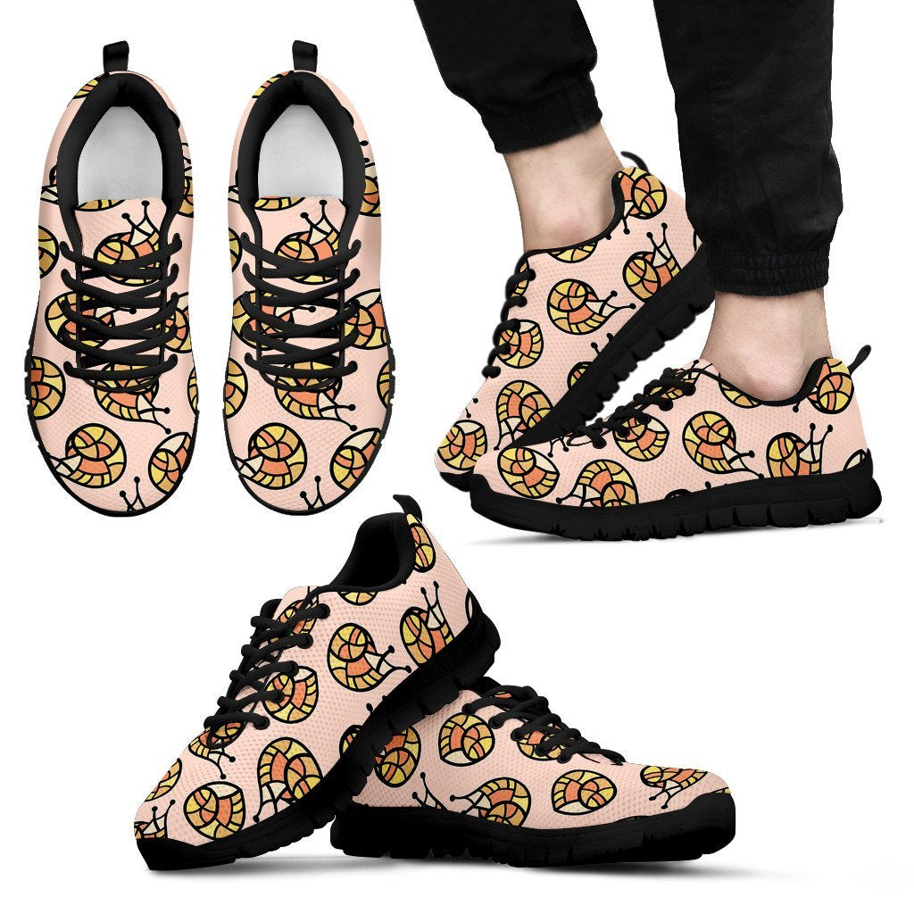 Snail Print Pattern Black Sneaker Shoes For Men Women-grizzshop