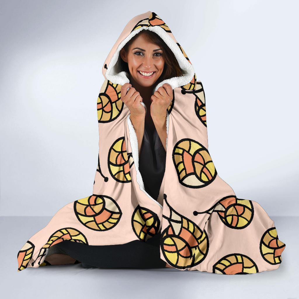 Snail Print Pattern Hooded Blanket-grizzshop