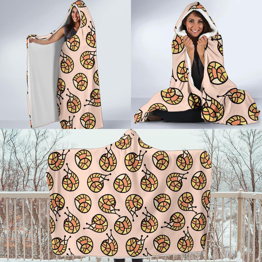 Snail Print Pattern Hooded Blanket-grizzshop