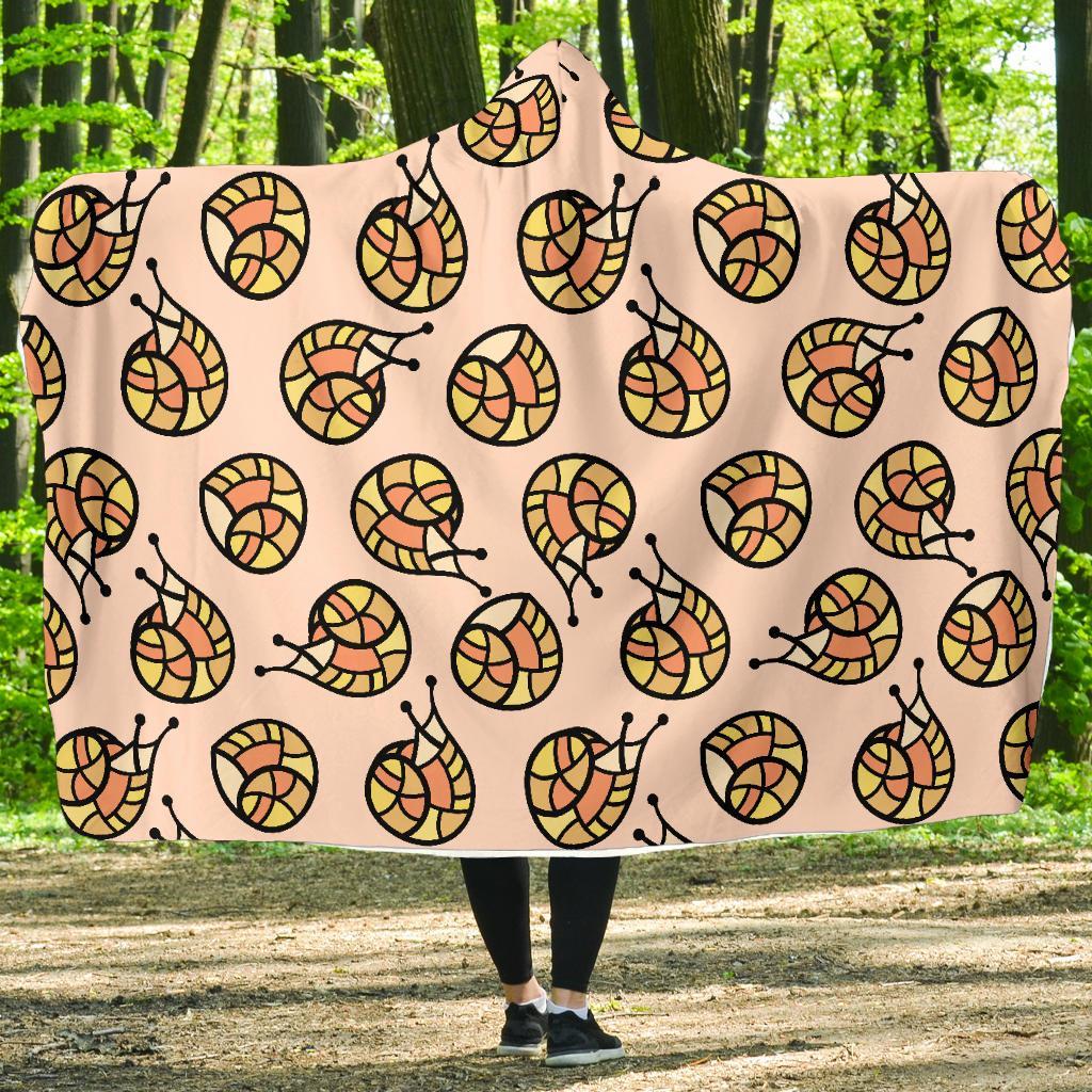 Snail Print Pattern Hooded Blanket-grizzshop