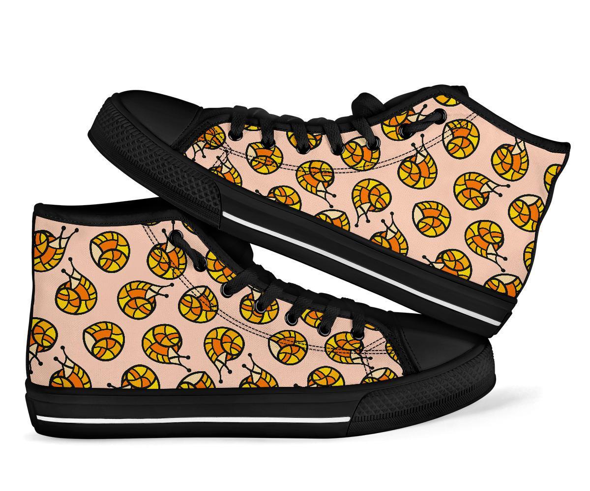 Snail Print Pattern Men Women's High Top Shoes-grizzshop