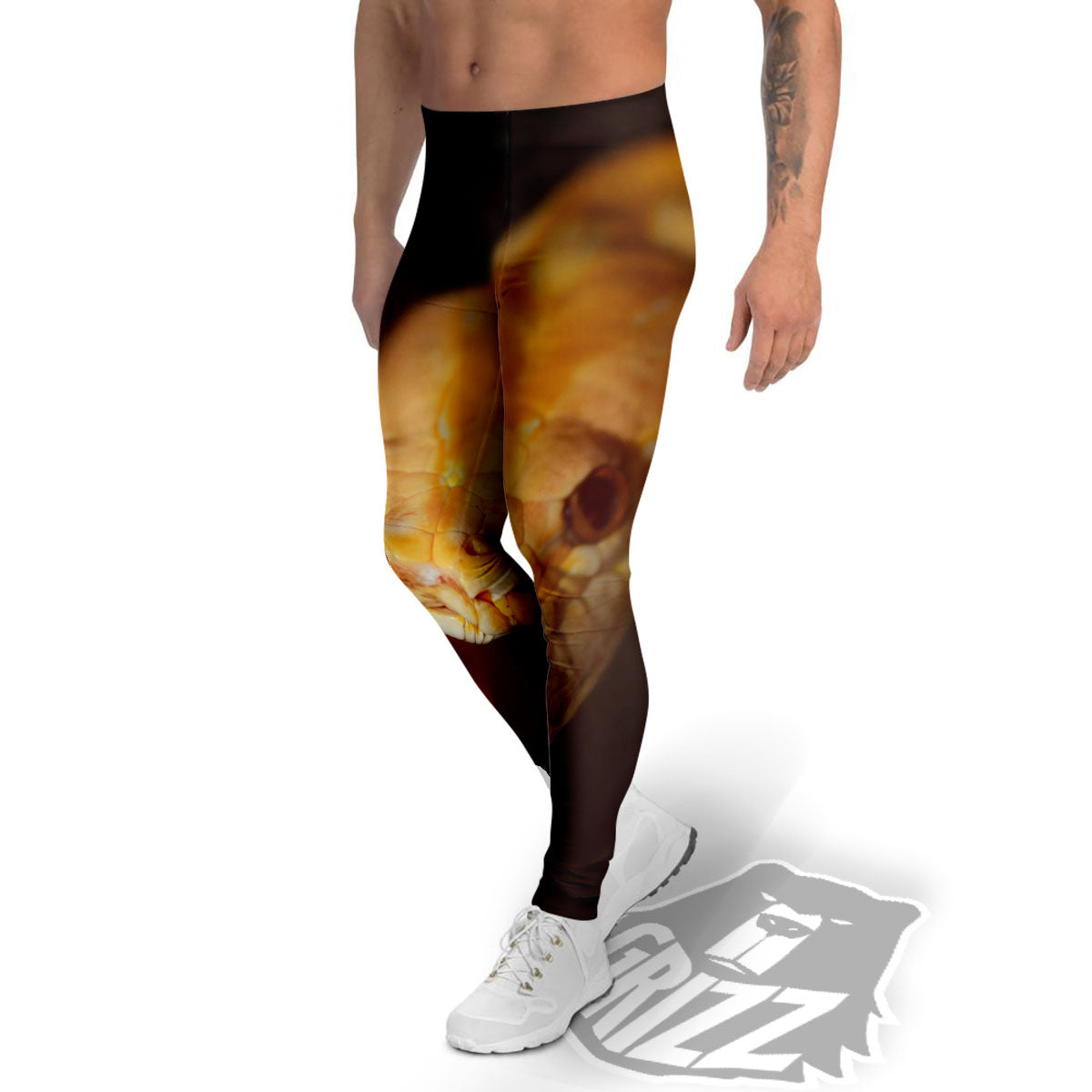 Snake Albino Print Men's Leggings-grizzshop