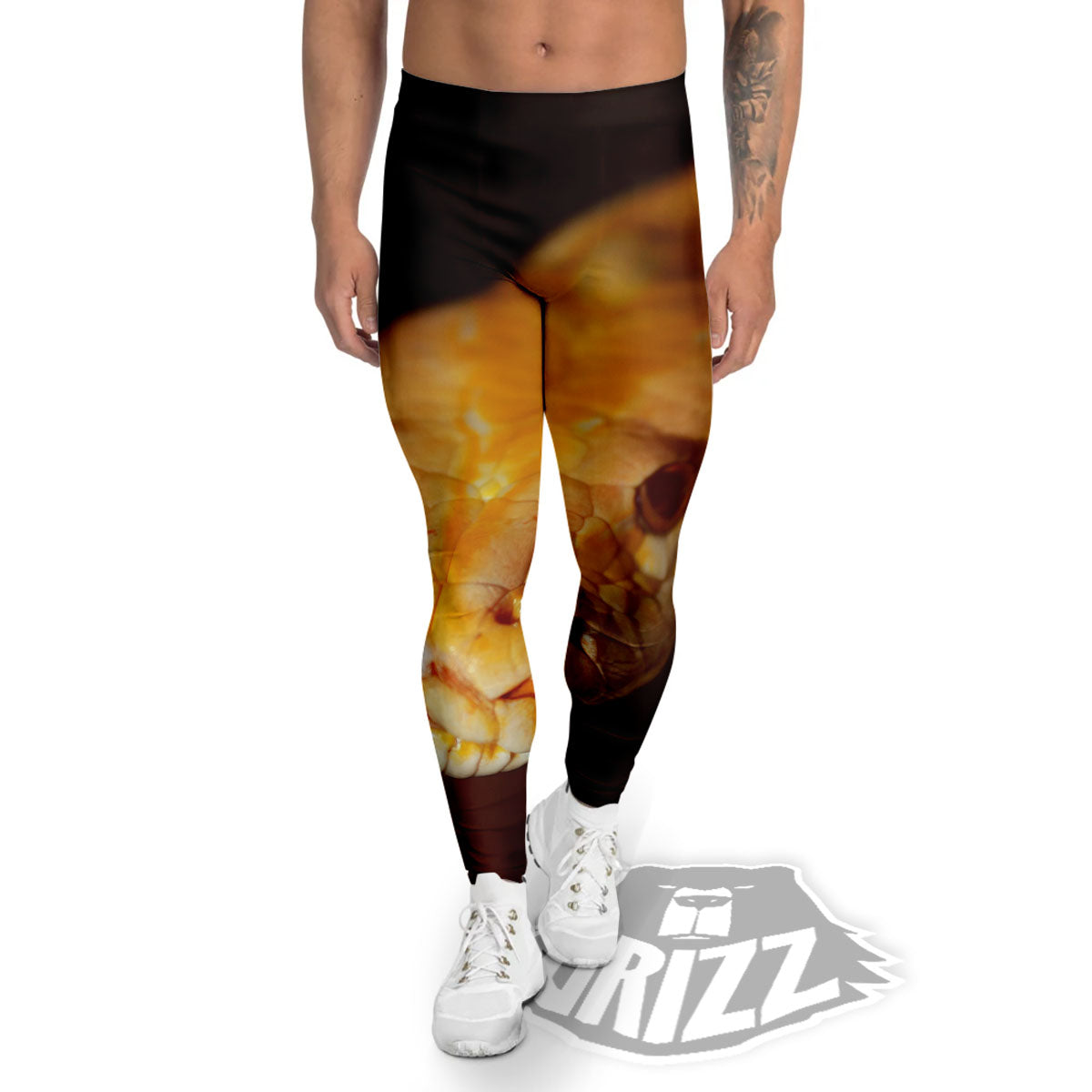 Snake Albino Print Men's Leggings-grizzshop