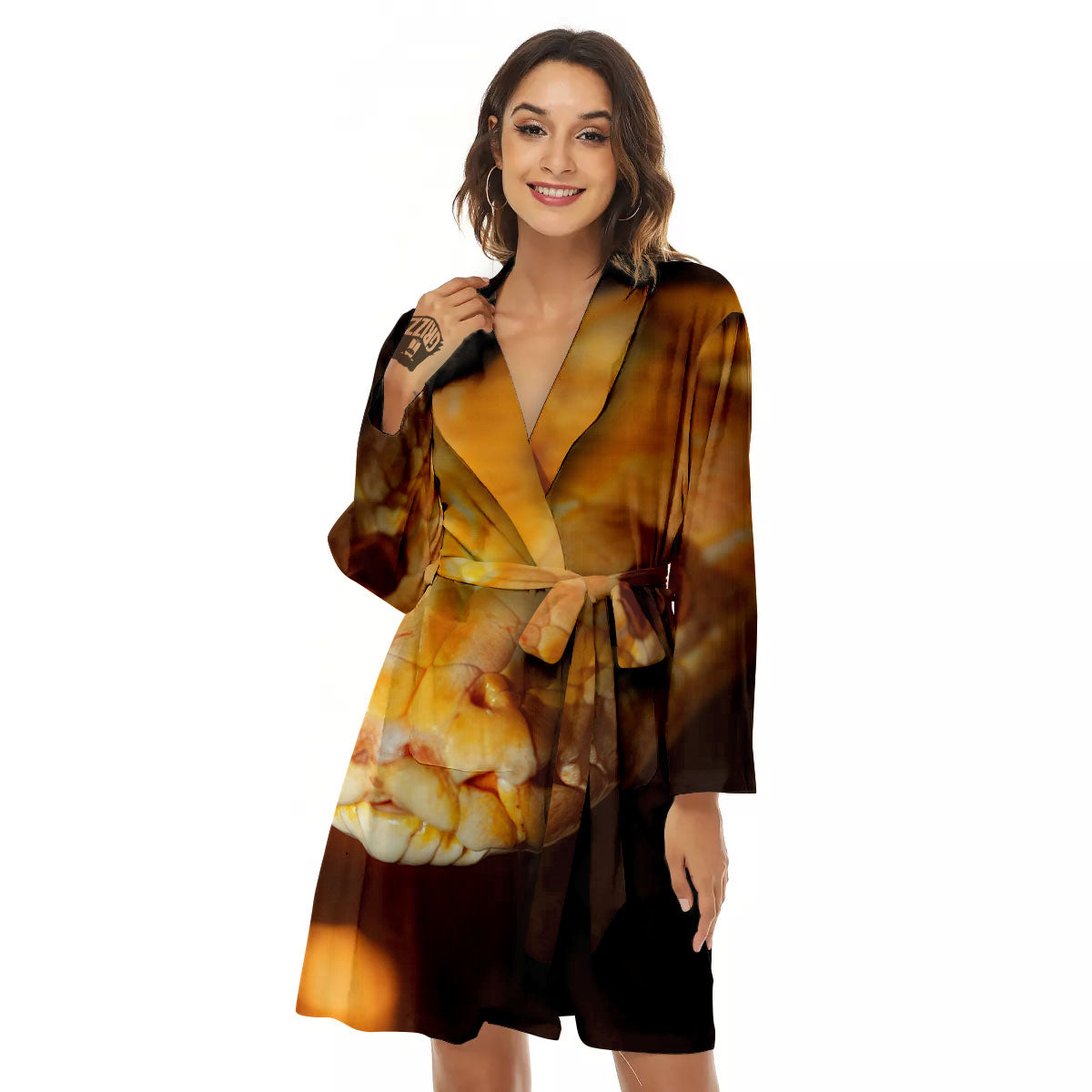 Snake Albino Print Women's Robe-grizzshop