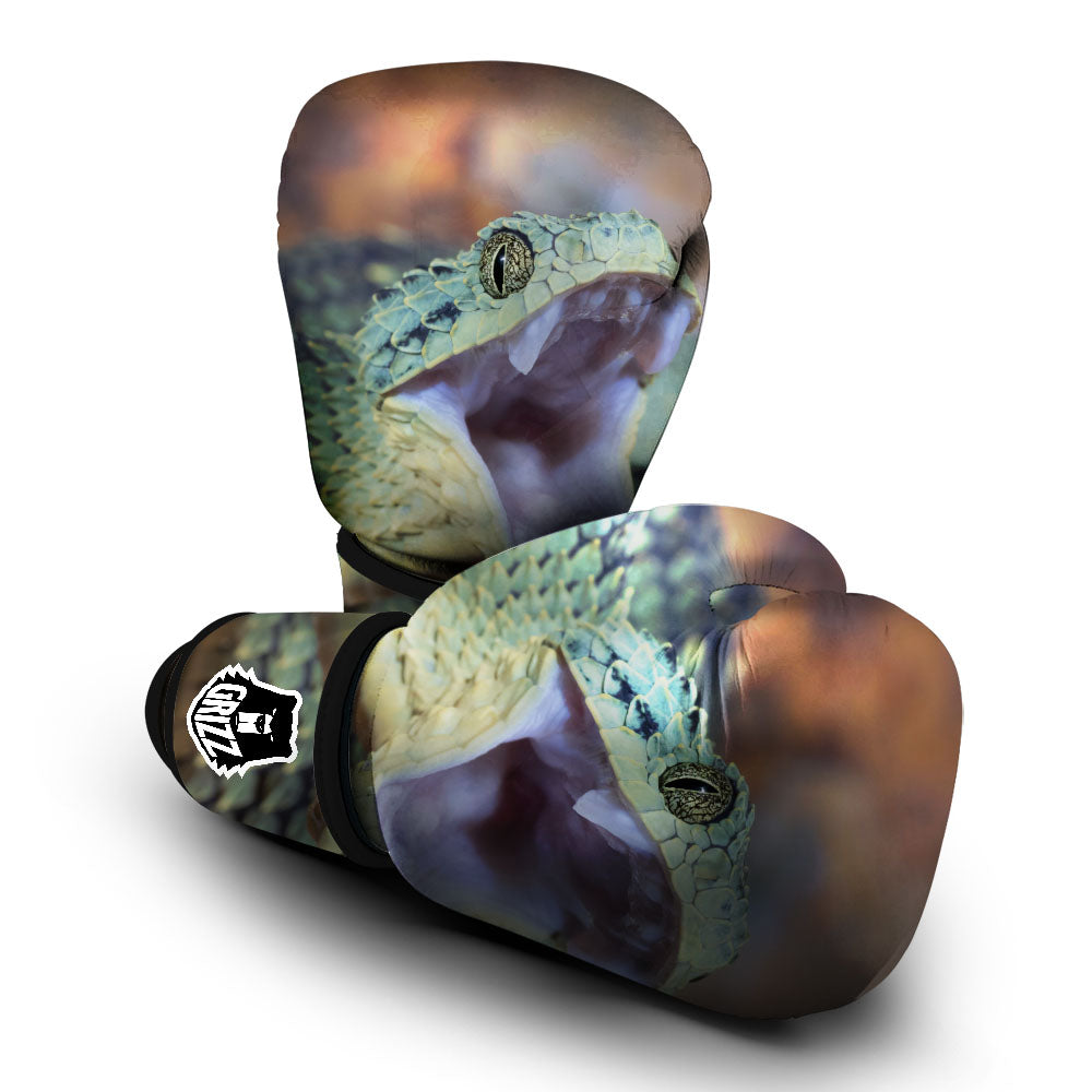 Snake Atheris Nitschei Print Boxing Gloves-grizzshop