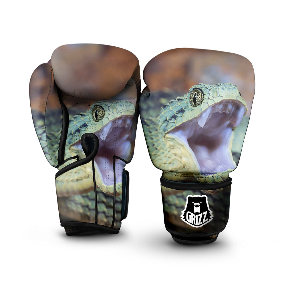 Snake Atheris Nitschei Print Boxing Gloves-grizzshop