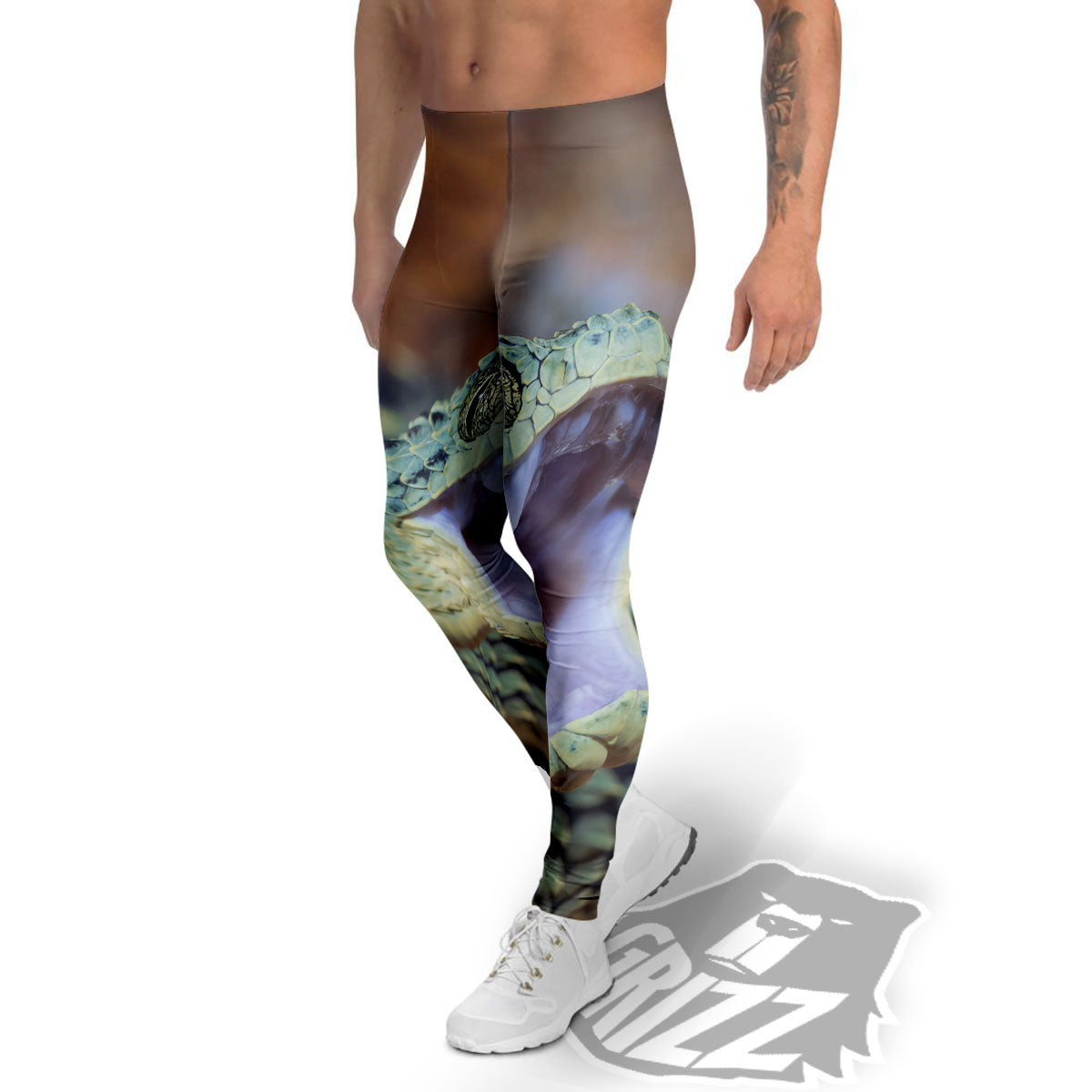 Snake Atheris Nitschei Print Men's Leggings-grizzshop