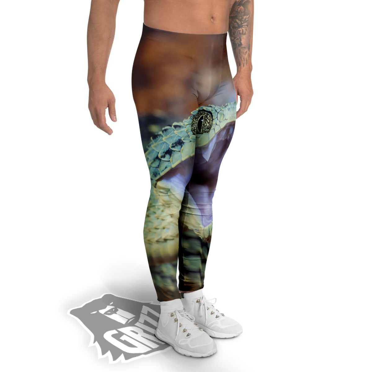 Snake Atheris Nitschei Print Men's Leggings-grizzshop