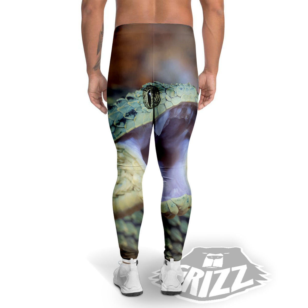 Snake Atheris Nitschei Print Men's Leggings-grizzshop