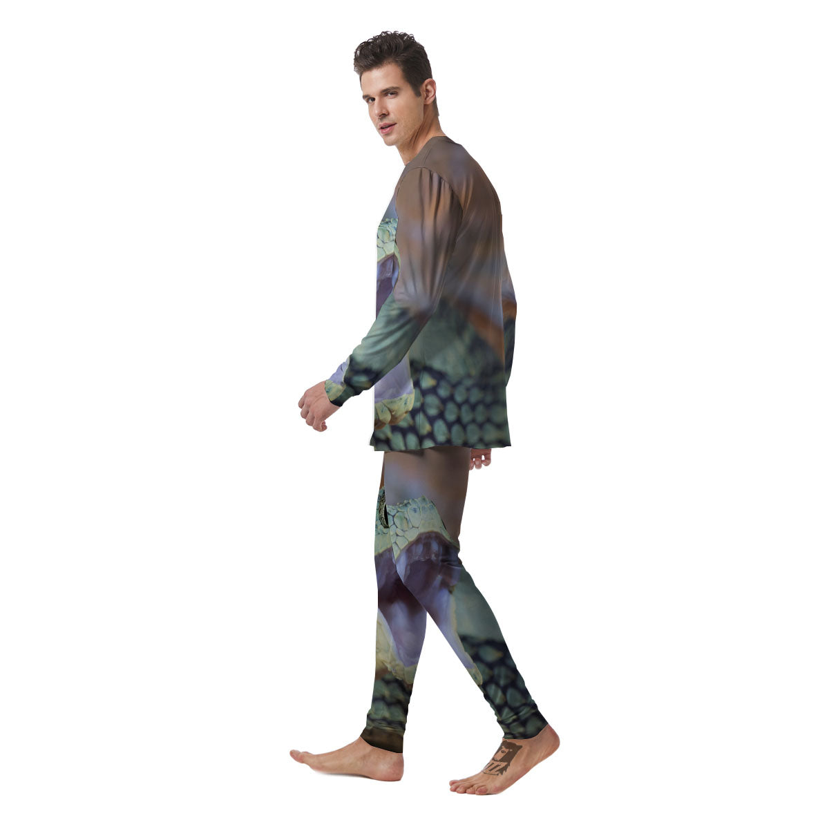 Snake Atheris Nitschei Print Men's Pajamas-grizzshop