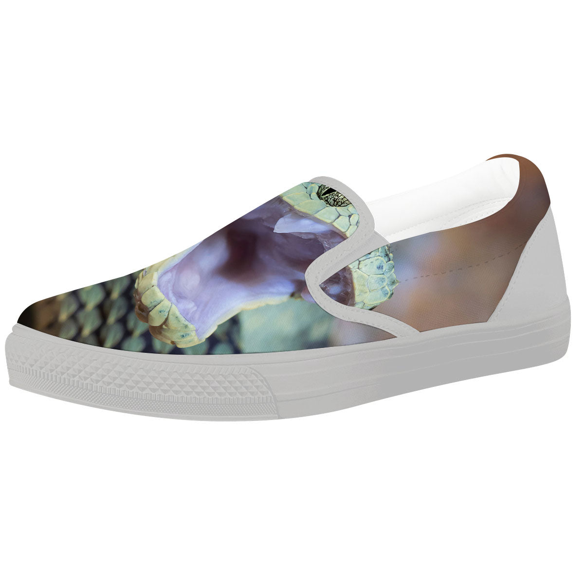 Snake Atheris Nitschei Print White Slip On Shoes-grizzshop