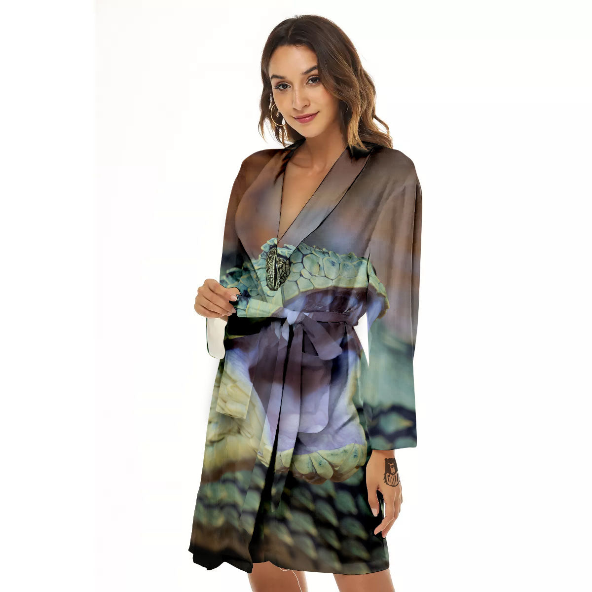 Snake Atheris Nitschei Print Women's Robe-grizzshop