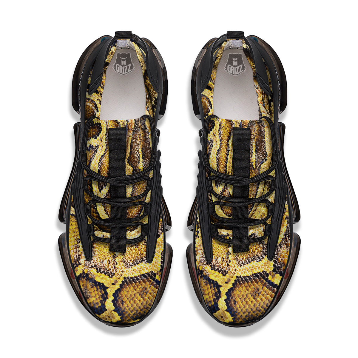 Snake Burmese Python Print Black Gym Shoes-grizzshop