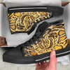 Snake Burmese Python Print Black High Top Shoes-grizzshop