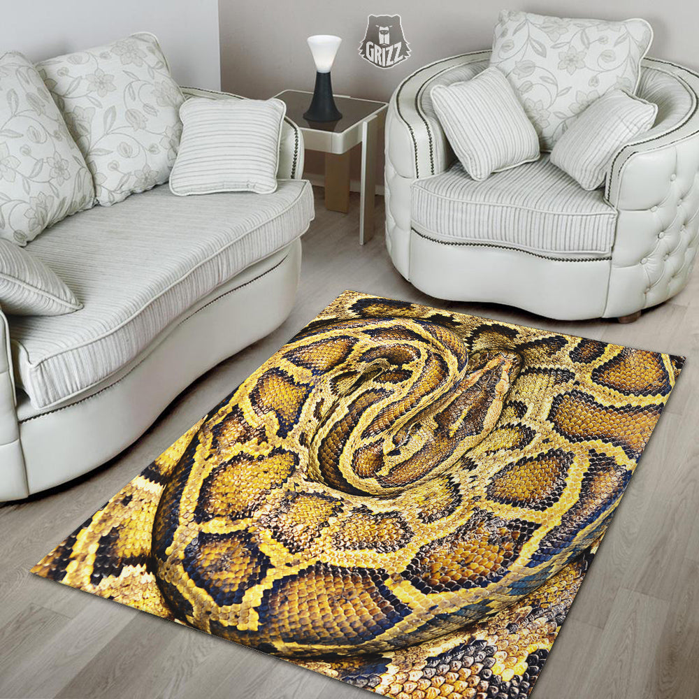 Snake Burmese Python Print Floor Mat-grizzshop