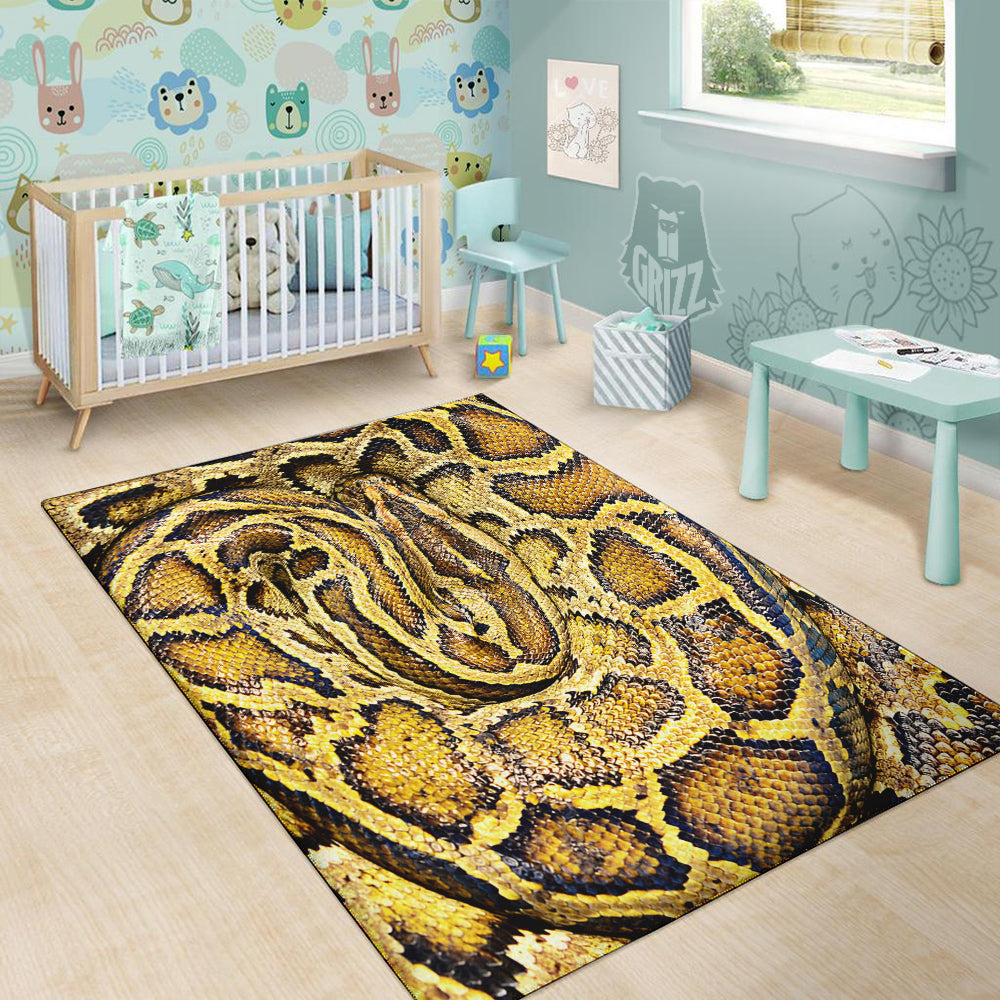 Snake Burmese Python Print Floor Mat-grizzshop