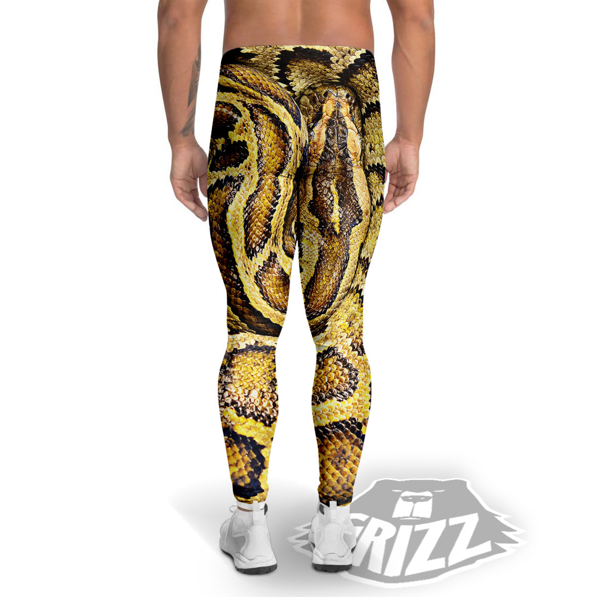 Snake Burmese Python Print Men's Leggings-grizzshop