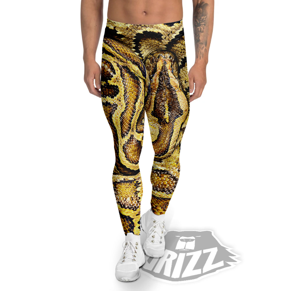 Snake Burmese Python Print Men's Leggings-grizzshop