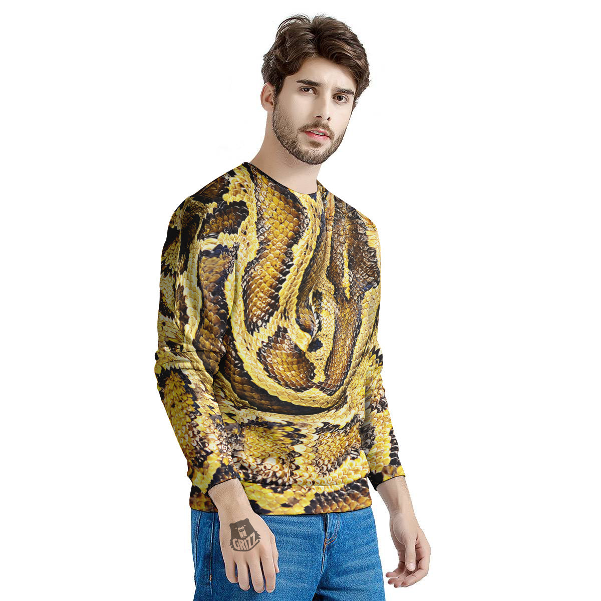 Snake Burmese Python Print Men's Sweatshirt-grizzshop