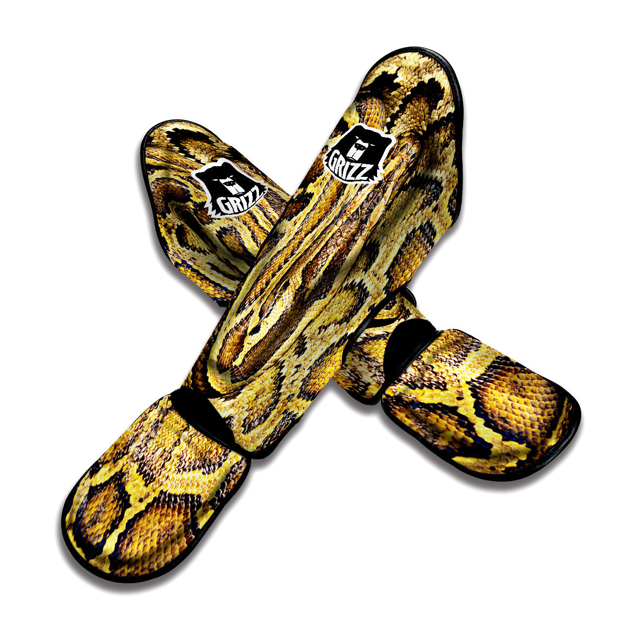 Snake Burmese Python Print Muay Thai Shin Guards-grizzshop