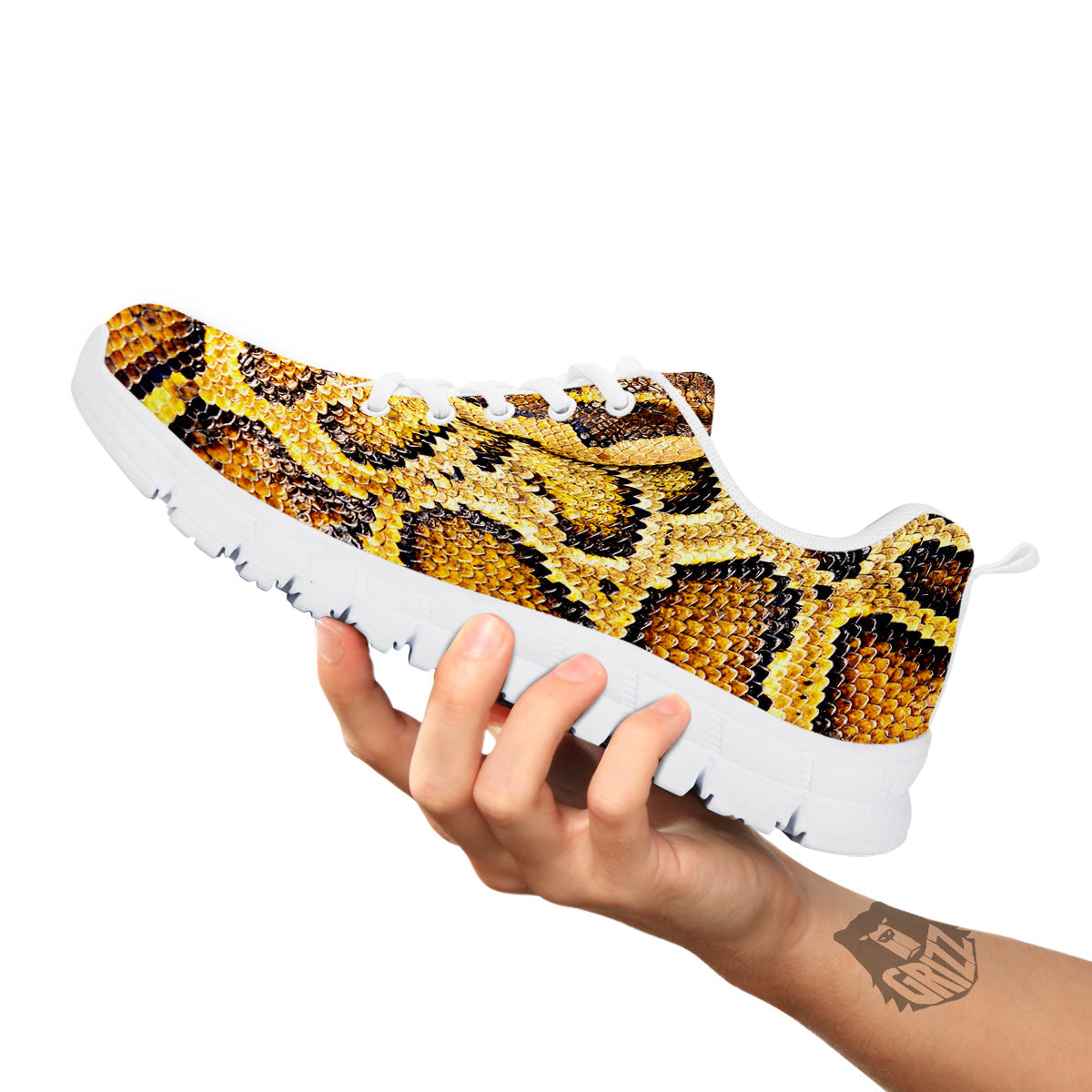 Snake Burmese Python Print White Sneaker-grizzshop