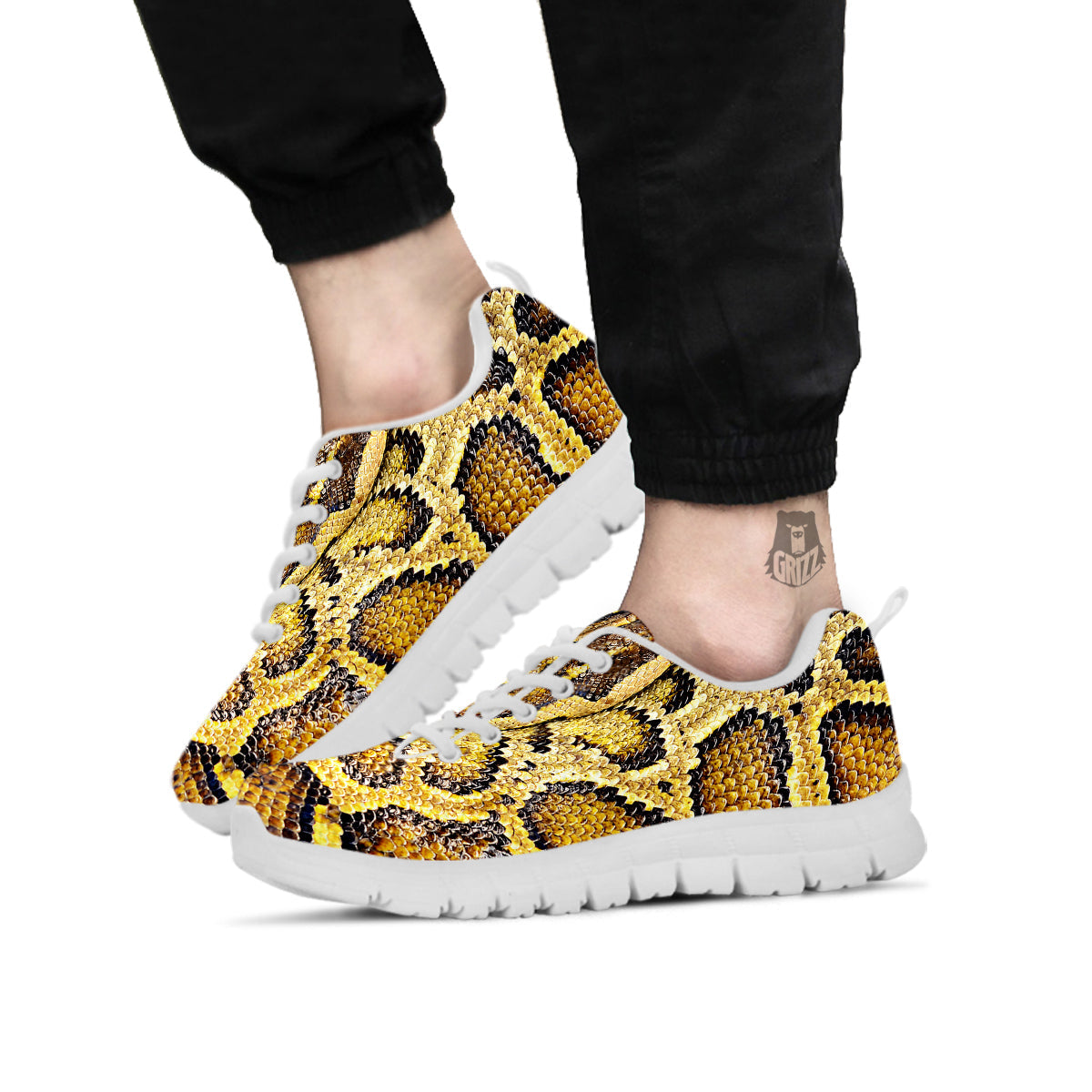 Snake Burmese Python Print White Sneaker-grizzshop