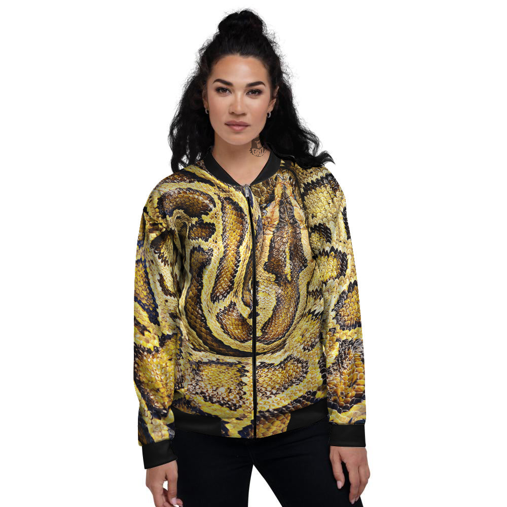 Snake Burmese Python Print Women's Bomber Jacket-grizzshop