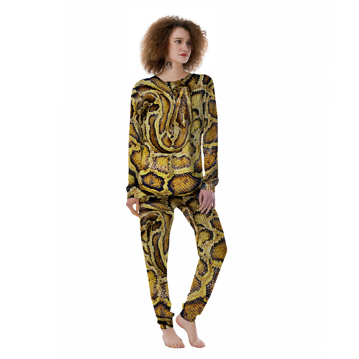 Snake Burmese Python Print Women's Pajamas-grizzshop