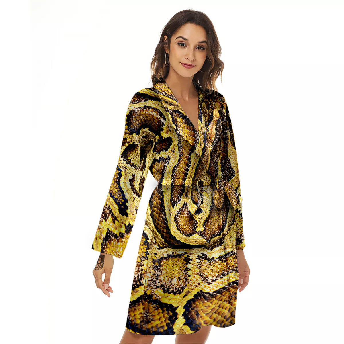 Snake Burmese Python Print Women's Robe-grizzshop
