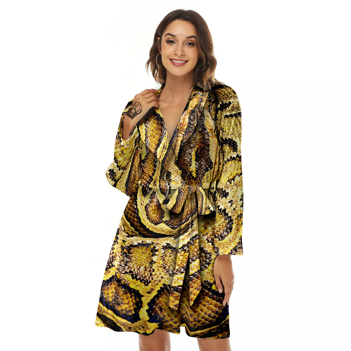 Snake Burmese Python Print Women's Robe-grizzshop