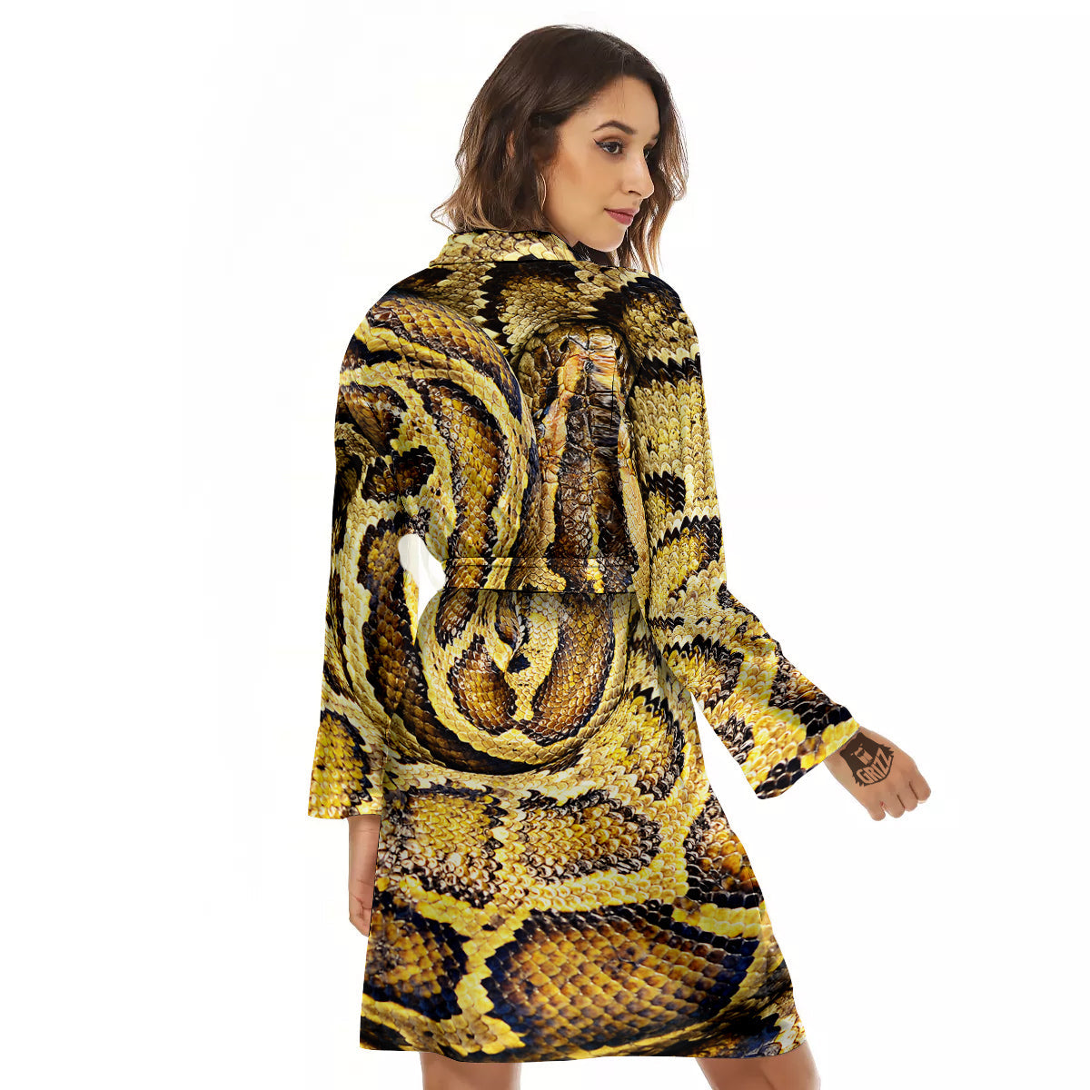 Snake Burmese Python Print Women's Robe-grizzshop