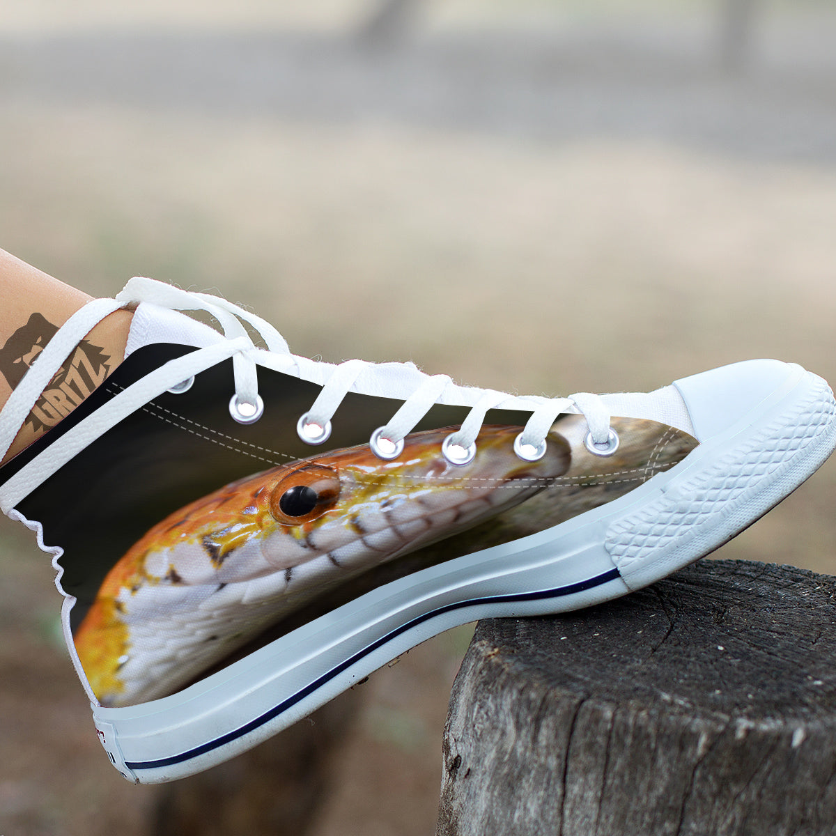 Snake Corn Print White High Top Shoes-grizzshop