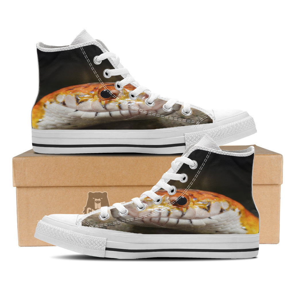 Snake Corn Print White High Top Shoes-grizzshop