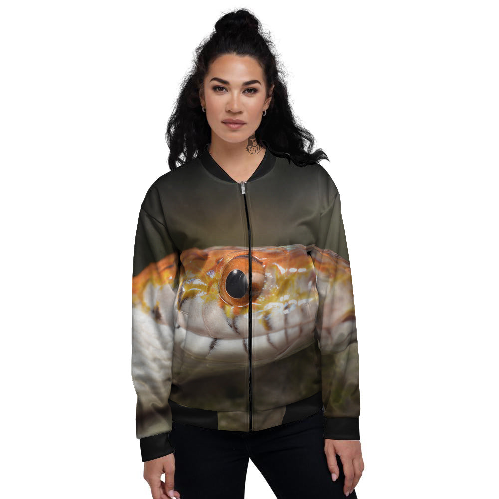 Snake Corn Print Women's Bomber Jacket-grizzshop