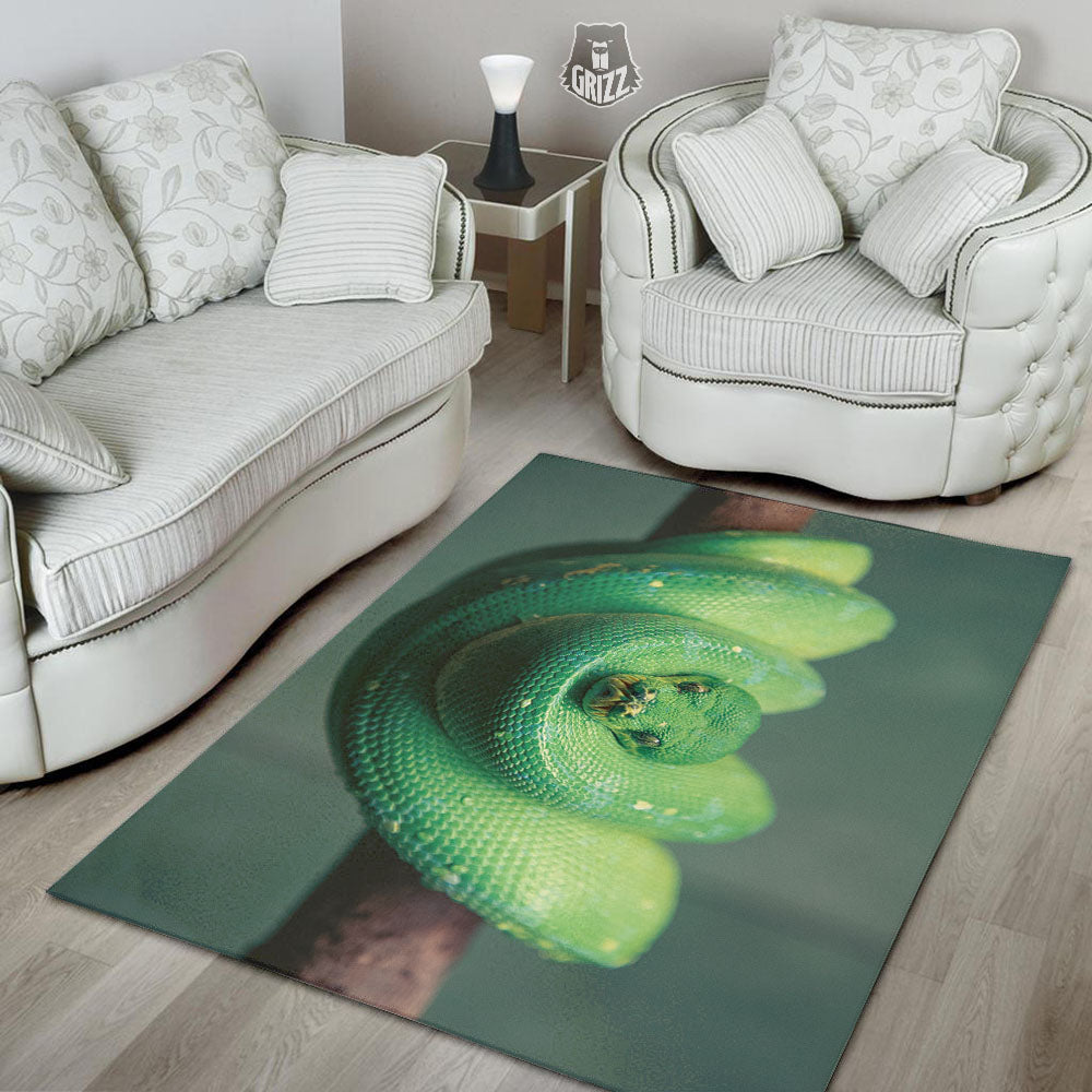 Snake Emerald Tree Boa Print Floor Mat-grizzshop