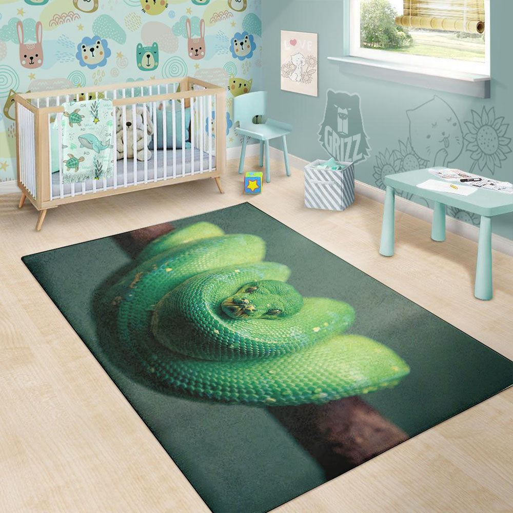 Snake Emerald Tree Boa Print Floor Mat-grizzshop