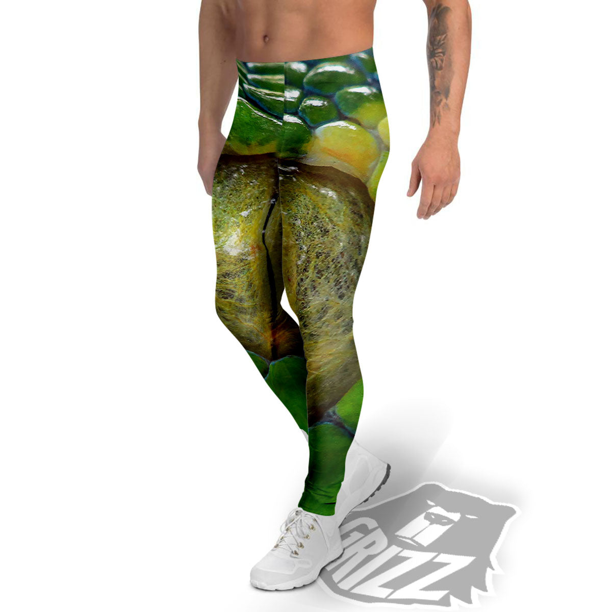 Snake Eye Green Print Men's Leggings-grizzshop