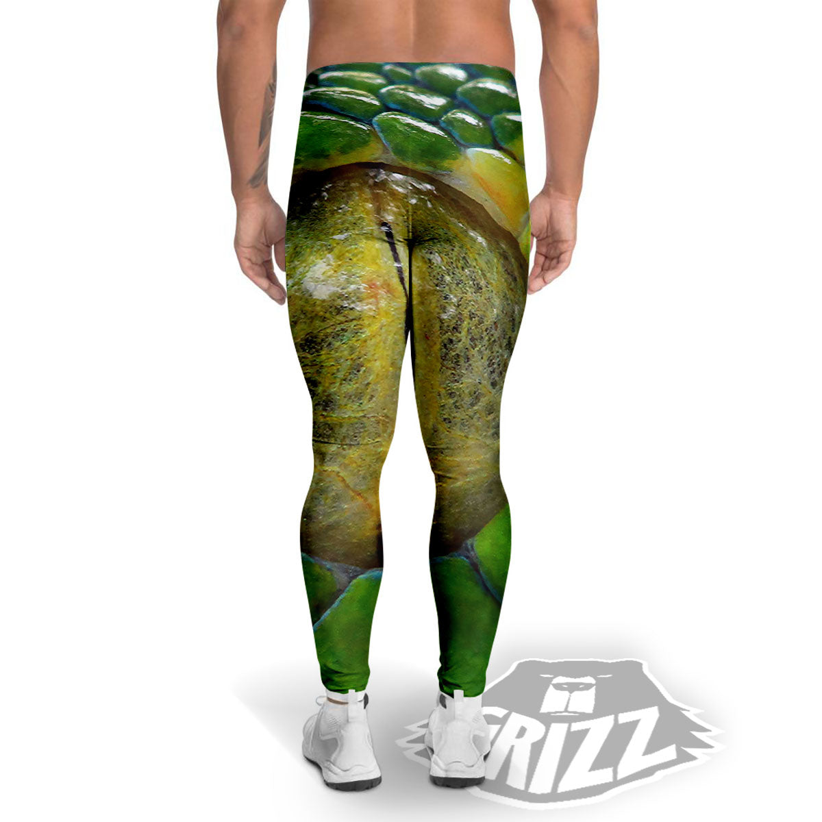 Snake Eye Green Print Men's Leggings-grizzshop