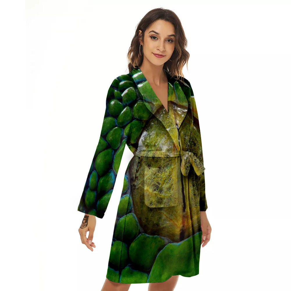 Snake Eye Green Print Women's Robe-grizzshop