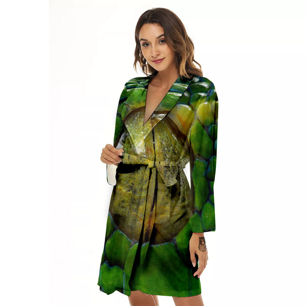 Snake Eye Green Print Women's Robe-grizzshop