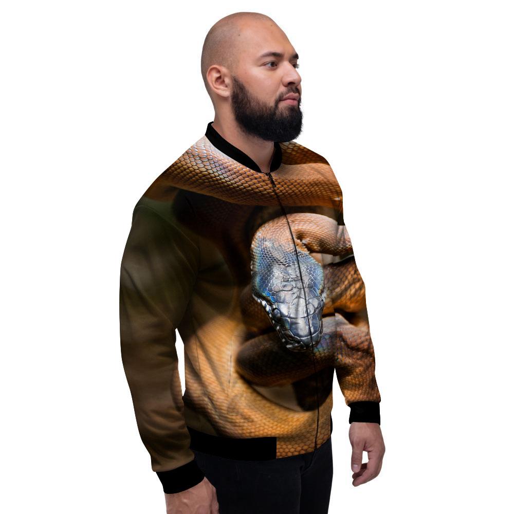 Snake Leiopython Print Men's Bomber Jacket-grizzshop