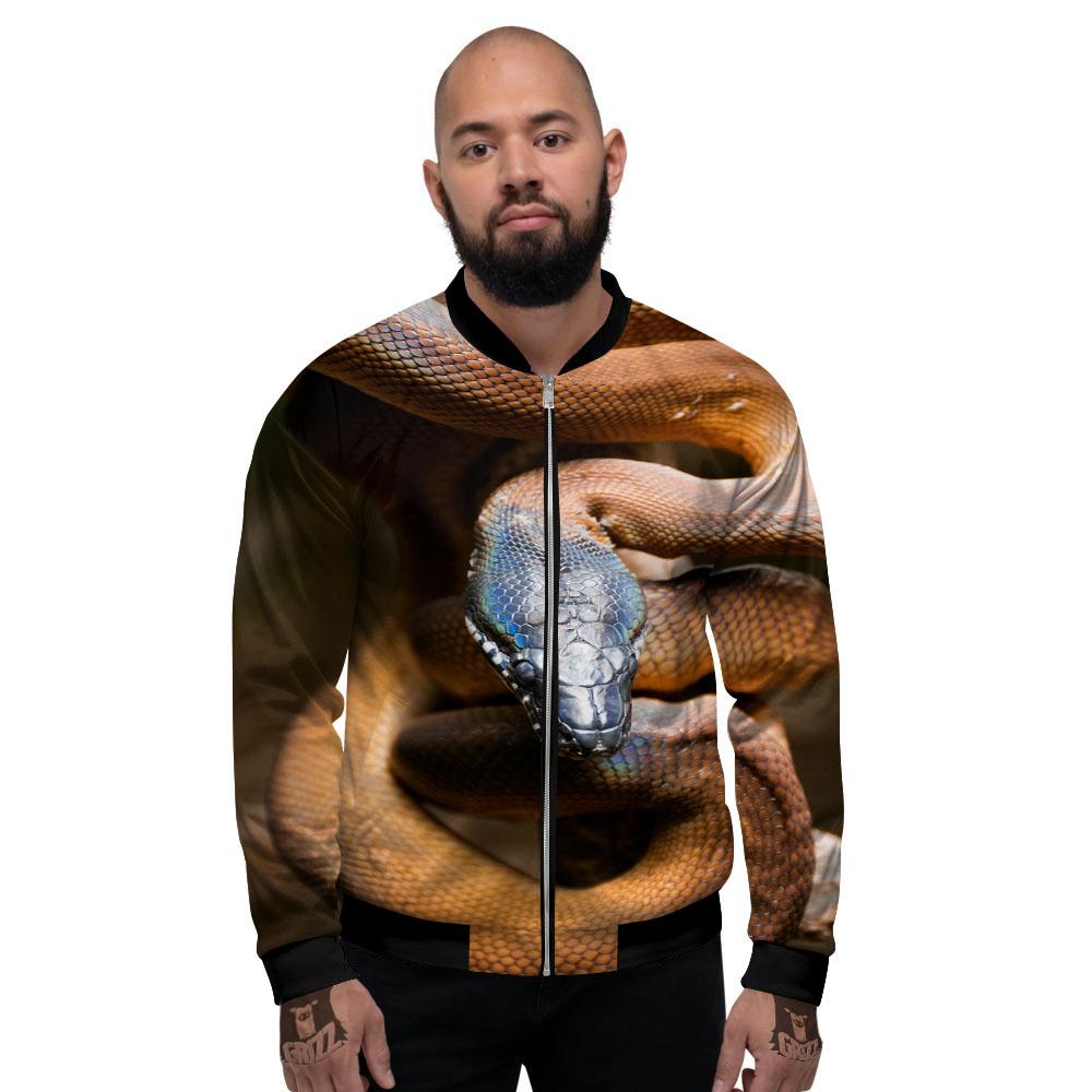 Snake Leiopython Print Men's Bomber Jacket-grizzshop