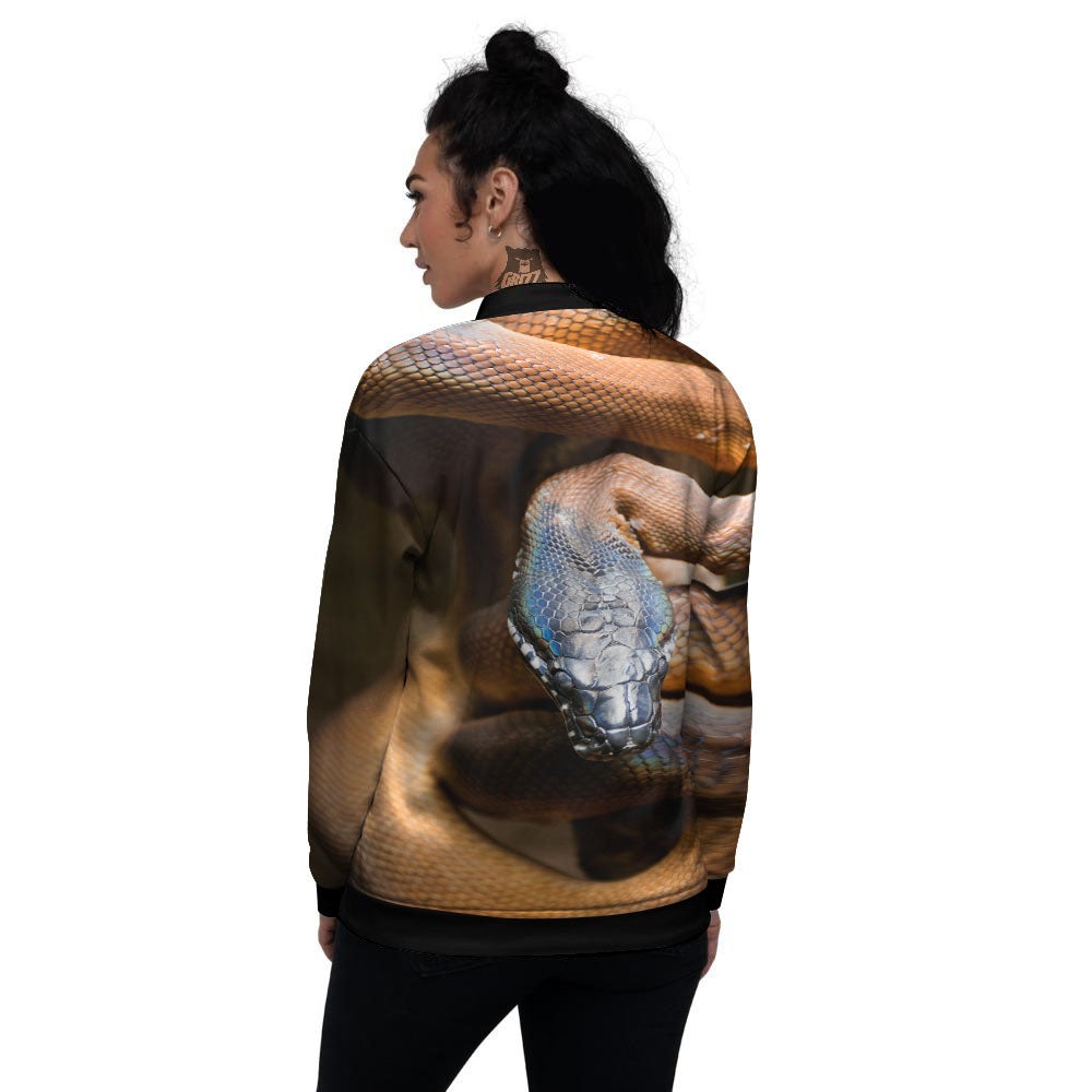 Snake Leiopython Print Women's Bomber Jacket-grizzshop