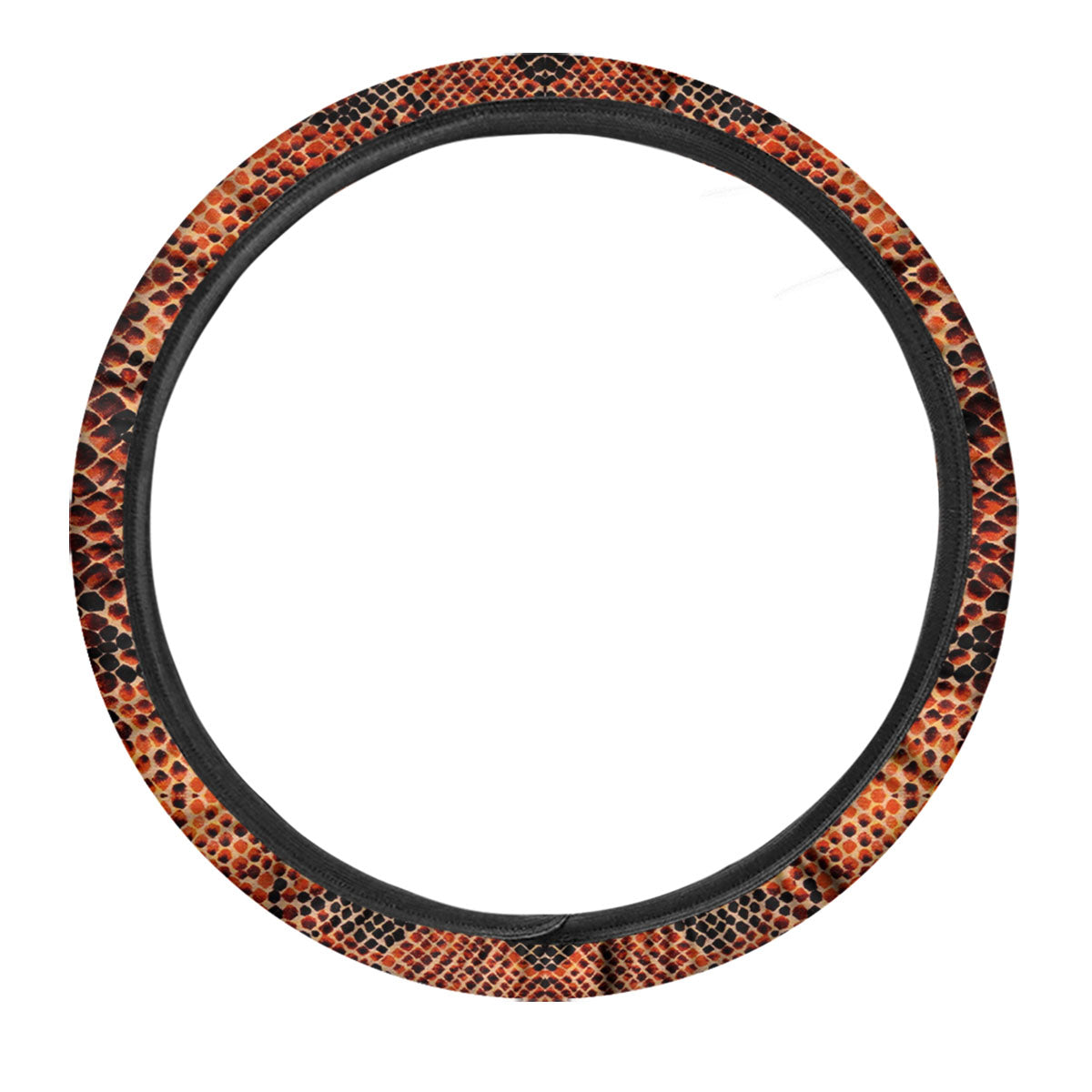 Snake Orange Print Pattern Car Steering Wheel Cover-grizzshop