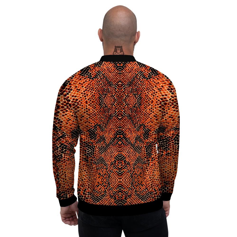 Snake Orange Print Pattern Men's Bomber Jacket-grizzshop