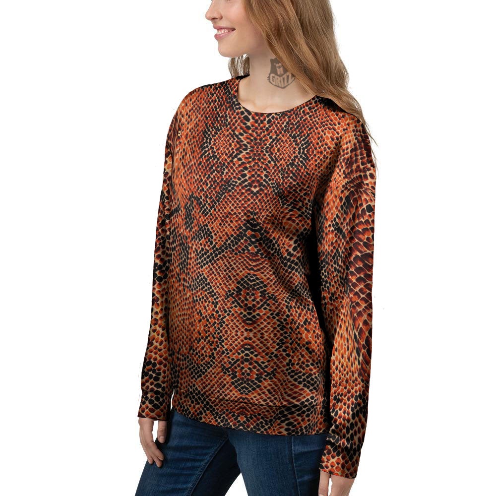 Snake Orange Print Pattern Women's Sweatshirt-grizzshop