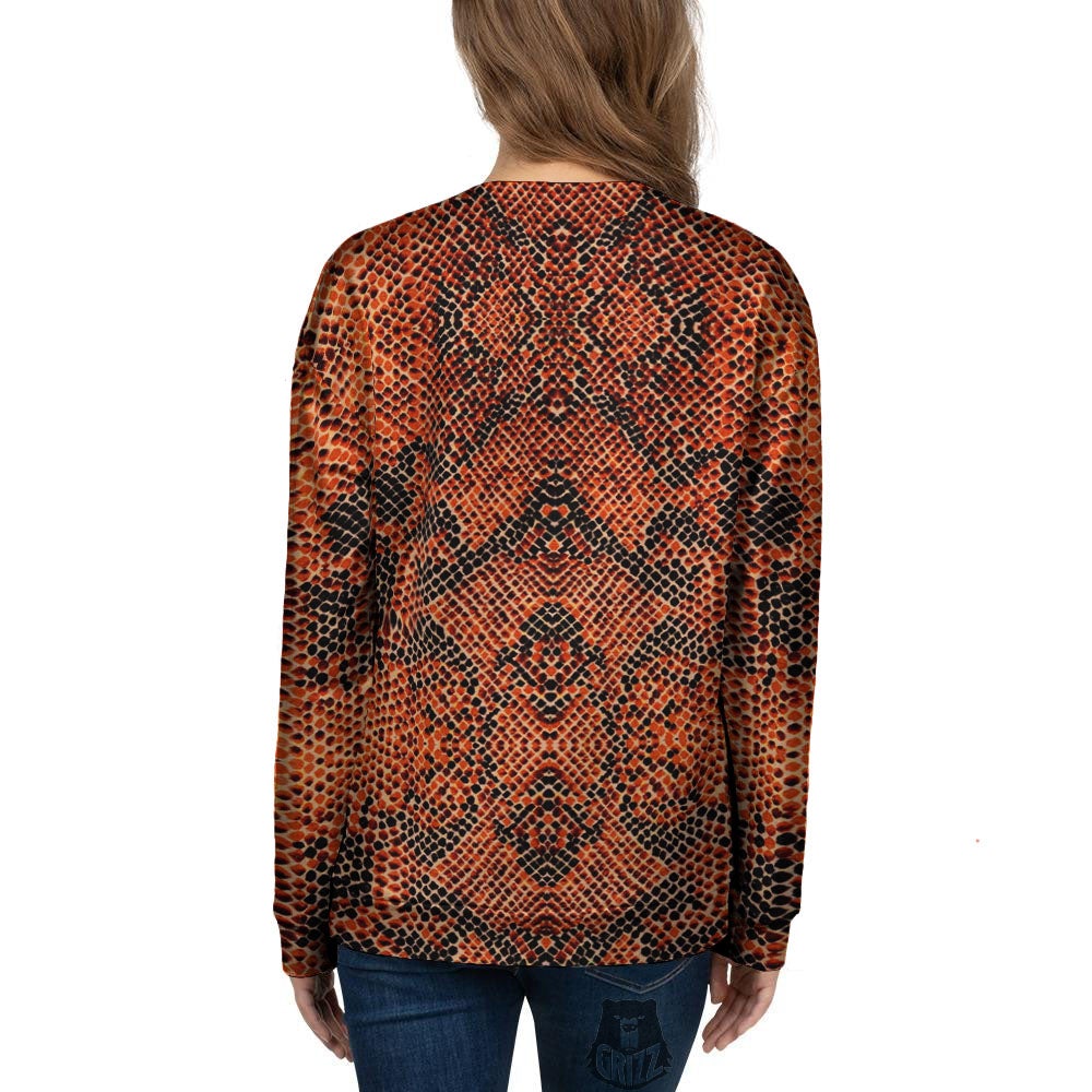 Snake Orange Print Pattern Women's Sweatshirt-grizzshop