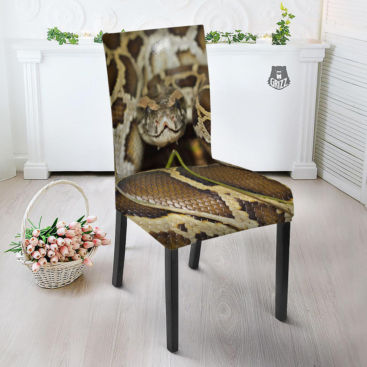 Snake Python Print Dining Chair Slipcover-grizzshop