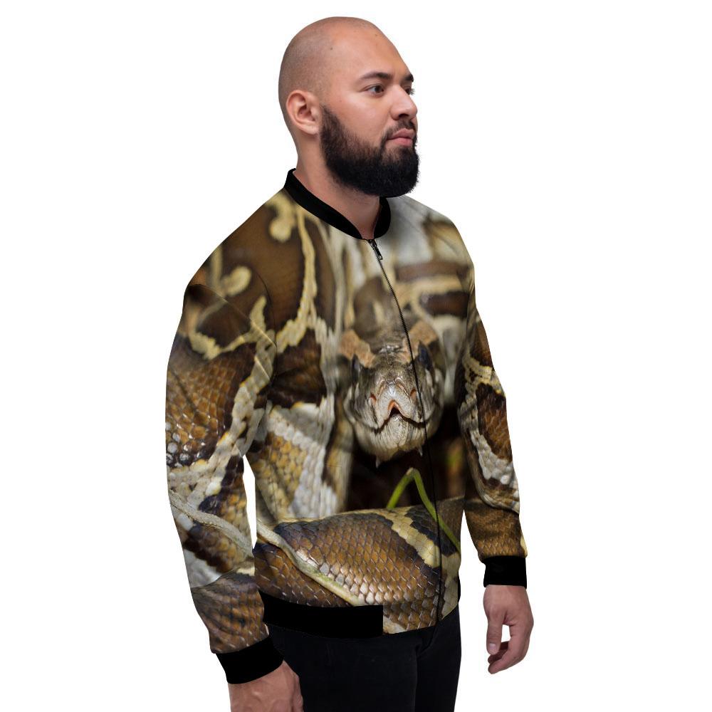 Snake Python Print Men's Bomber Jacket-grizzshop
